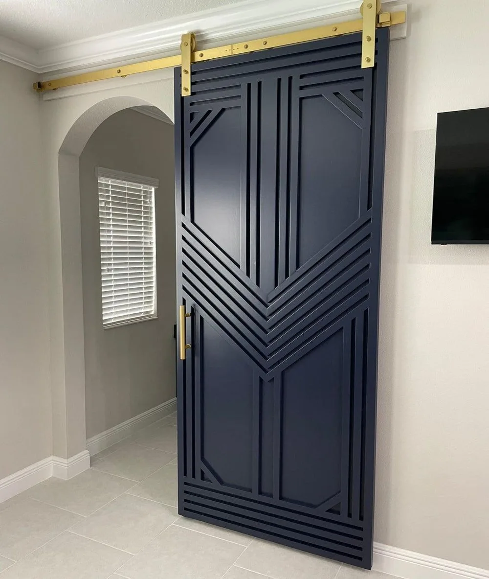 Custom door installation with a unique finish