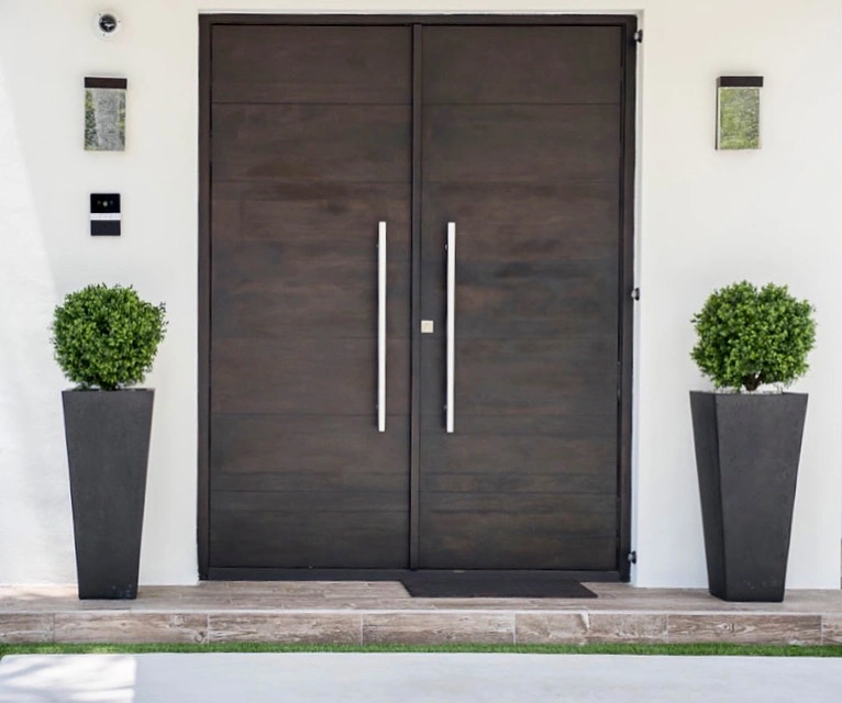 Custom wooden door designed for a modern interior