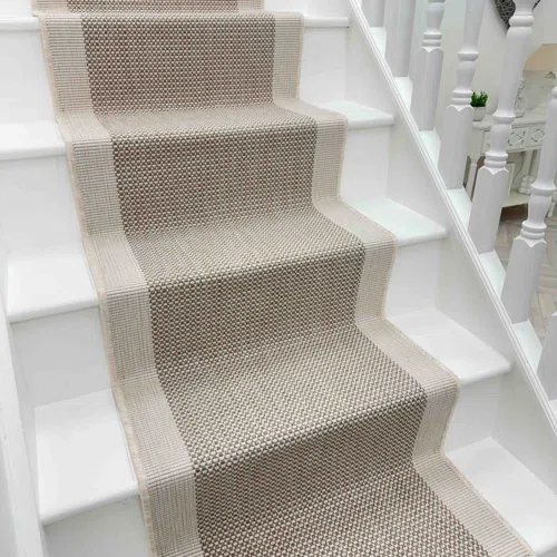 Vichy Beige Stair Runner – Reversible Durable Hardwearing Carpet for Stairs Staircases Multiple Lengths