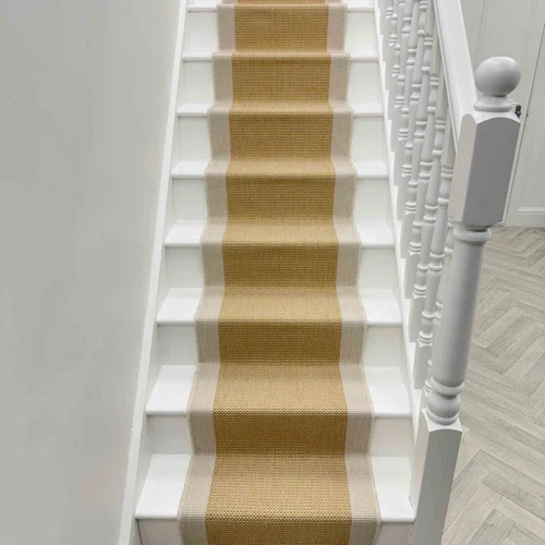 Vichy Ochre Stair Runner – Reversible Durable Hardwearing Carpet for Stairs Staircases Multiple Lengths