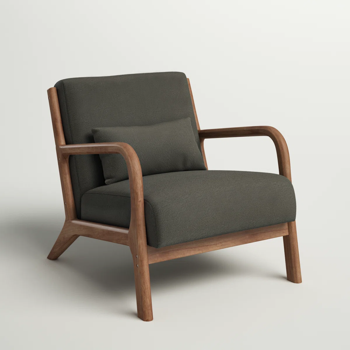 cm Modern Solid Wood Frame Upholstered Accent Chair with Lumbar Support Pillow