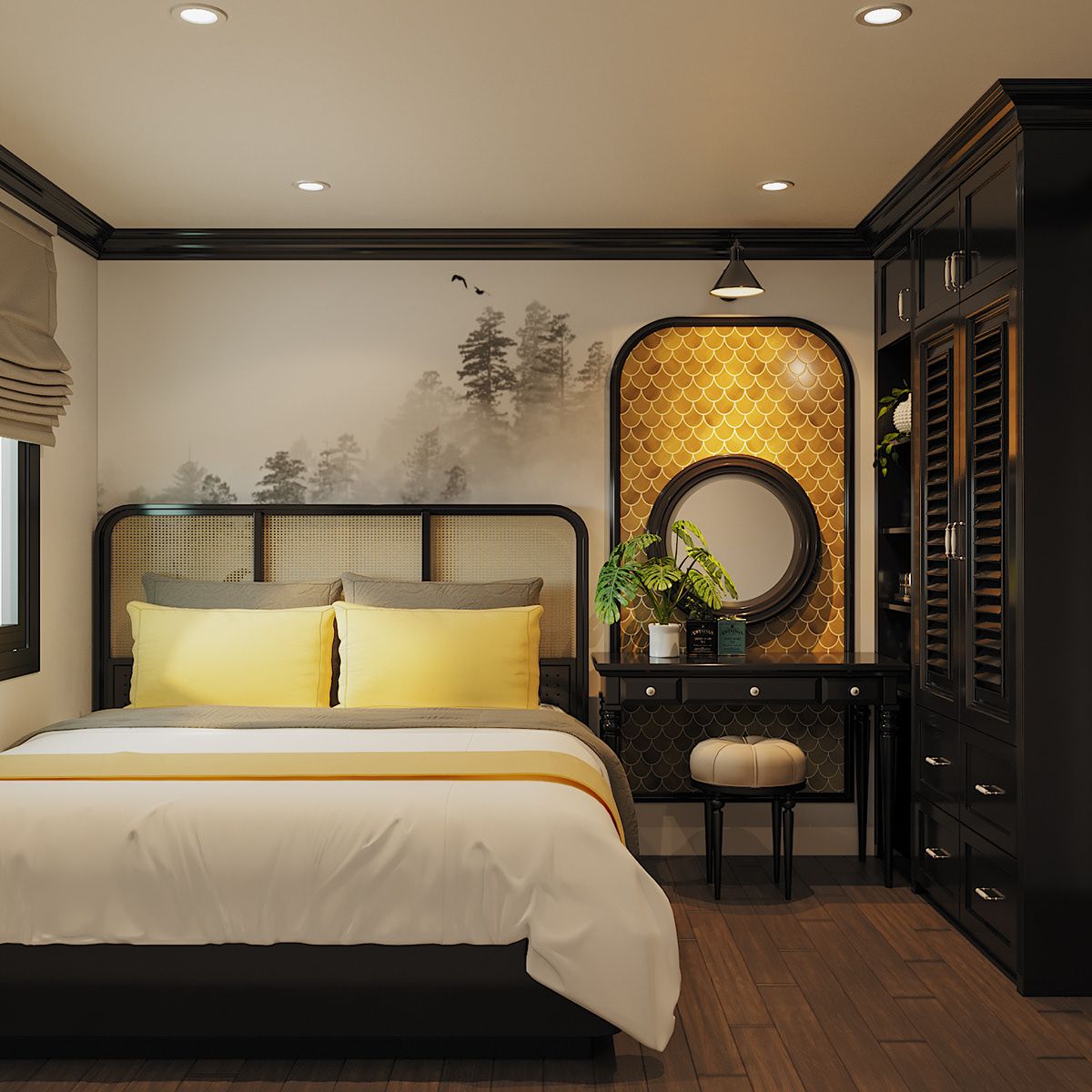 Modern luxury master bedroom interior